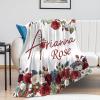 Artsadd Custom Blanket for Baby Girls with Name Personalized Blankets with Red Rose for Room Decor Fuzzy and Soft Throw Blanket Birthday Gifts for Kids Adults 40"x50" view 2