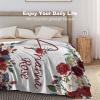 Artsadd Custom Blanket for Baby Girls with Name Personalized Blankets with Red Rose for Room Decor Fuzzy and Soft Throw Blanket Birthday Gifts for Kids Adults 40"x50" view 3