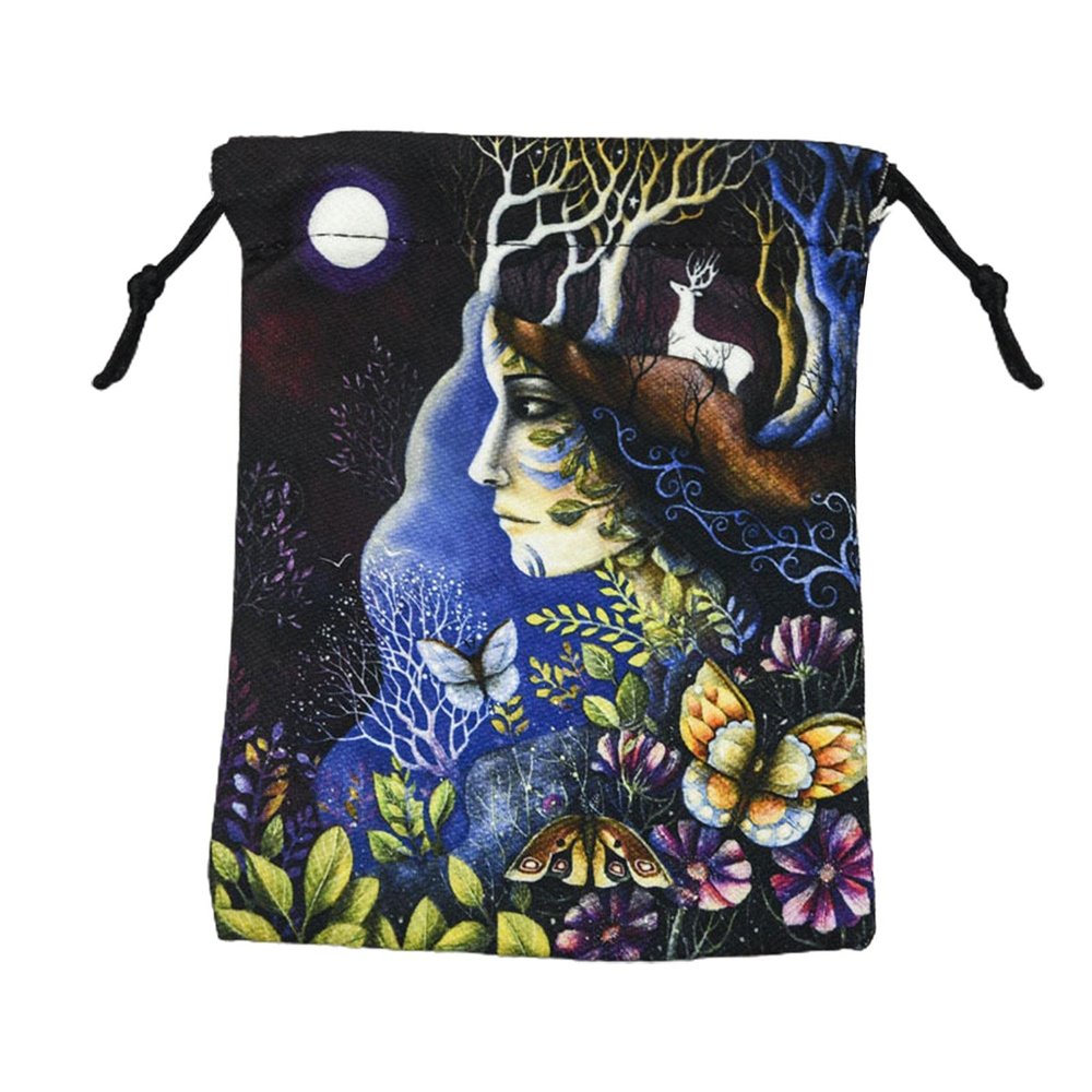 Littryee Tarot Cloth Bag, Tarot Storage Bag, Velvet Printed Drawstring Jewelry Coin Pouches, Board Game Card Storage Bag, for Wedding Craft