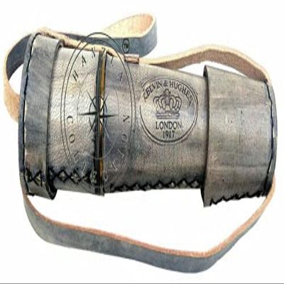 Hughes London Antique Brass Leather Spyglass 18" Cap Belt Telescope