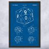 Framed 20 Sided Dice Print, Game Room Art, Gamer Gift, Dice Blueprint, Board Game Art, Toy Store Decor, Play Room Decor Blueprint (8x10) view 1