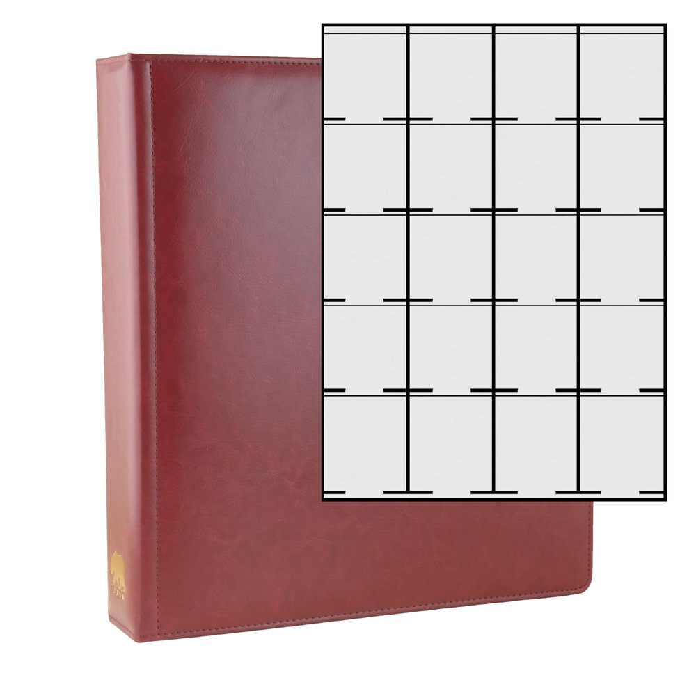Ursae Minoris Manor Library Deluxe 3 Q-Ring Standard Format Album for Up to 800 Coins in Paper 2 x 2 Paper Flip Holders Burgundy