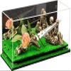 Better Display Cases Versatile Clear Acrylic Trucks, Trains and Rockets Display Case - Large Rectangle Box with Mirror Case, Green Risers and Turf Base 19.25" x 8.25" x 8" (V47/A103) view 1