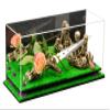 Better Display Cases Versatile Clear Acrylic Trucks, Trains and Rockets Display Case - Large Rectangle Box with Mirror Case, Purple Risers and Turf Base 19.25" x 8.25" x 8" (V47/A103) view 1
