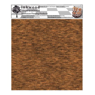 Dollhouse Flooring - 6 Mil Peel and Stick Vinyl 12" x 12" - Design 031 Warm Oak Parquet