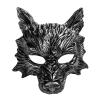 ILOVEMASKS Halloween Scary Realistic Wolf Full Face Mask Masquerade Costume, Monster Louisiana Rougarou Cosplay Wolf Werewolves Accessory Masquerade for Halloween Festival Prom Ball Mask Black Silver view 1