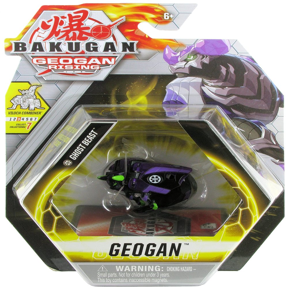 Bakugan Geogan Rising 2021 Darkus Ghost Beast Geogan (Viloch Combiner Part 3 of 7) Collectible Action Figure and Trading Cards