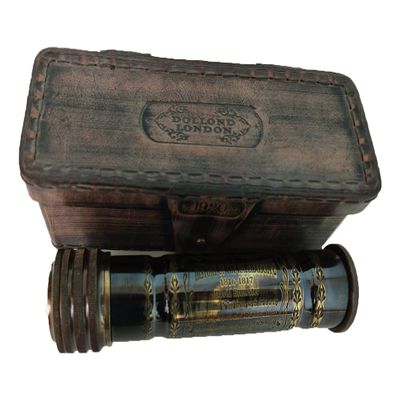 Vintage Kaleidoscope with Leather Box Antique Kaleidoscope Handmade Brass Kaleidoscope with Wooden Box - Vintage Look - Antique Finish - Kaleidoscope by The RELIC House.