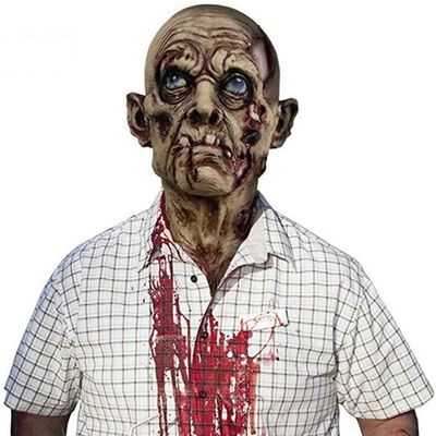 XYHJK Halloween Mask Latex Mask 3D Realistic Latex Helmet Cosplay Props Horror Buck Teeth Old Man Mask Halloween Costume Party Decoration (Color : Brown)