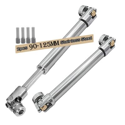 2PCS 90-125MM Stainless Steel Universal Drive Shaft for 1/10 TRX4 TRX6 SCX10 Wraith Capra D90 TF2 Red cat GEN8 1/10 RC Crawler,ARRCat RC Upgrade Parts Hop-Ups Centre Drive Shaft
