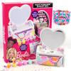 Barbie Paint Your Own Jewelry Box, Customize A Heart-Shaped Vanity & Jewelry Box with Acrylic Paints, Create 5 Pieces of Jewelry, 100+ Charms & Beads, Bead Kit for Kids Ages 5, 6, 7, 8 view 1