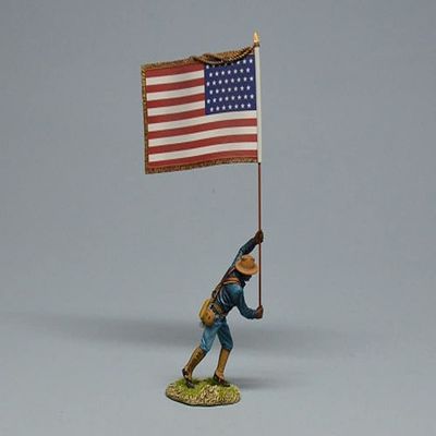 Team Miniatures Spanish American War 1898 SPA6010-B 10th Cavalry Buffalo Soldier with U.S. Flag 1:30 Scale Pewter