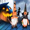 lzljj Two Packs Halloween Dwarf Doll Twins,Rudolph The Goblin Bat and Crutches Window Decorations view 1