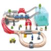 Hape City Railway and Train Bucket Set Toy with Hoisting Magnetic Crane for Trains, Trucks, and Cargo for Kids Ages 3 and Up, Multicolor view 1