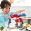 Hape City Railway and Train Bucket Set Toy with Hoisting Magnetic Crane for Trains, Trucks, and Cargo for Kids Ages 3 and Up, Multicolor view 3