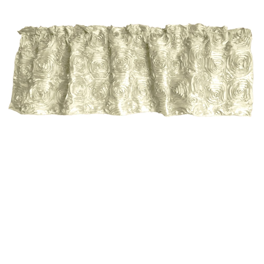 Zen Creative Designs 3D Rosette Window Valance Home Dcor Bedroom Nursery Kitchen Window (58" Wide x 18" Long, Ivory)