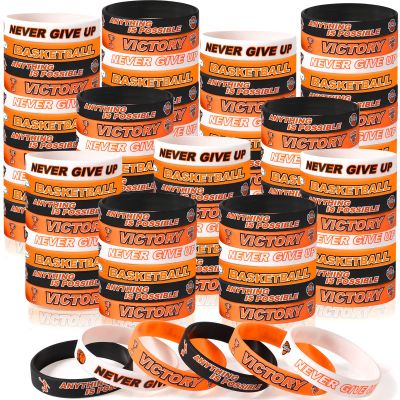 Aoriher 36 Pieces Basketball Bracelet Gifts Bulk Basketball Party Favor Motivational Silicone Wristband Inspirational Rubber Bracelet Party Gift for Boys Girls Kids Teenagers Club Societies Team