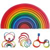 SHIERDU Wooden Rainbow Stacking Toy, 12-Piece Wooden Building Block Set, Wooden Building Block Nesting Puzzle, Early Childhood Matching Education and Learning Montessori Toys 3 4 5 6 Years Old view 1