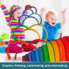 SHIERDU Wooden Rainbow Stacking Toy, 12-Piece Wooden Building Block Set, Wooden Building Block Nesting Puzzle, Early Childhood Matching Education and Learning Montessori Toys 3 4 5 6 Years Old view 3
