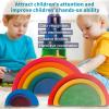 11 pieces of semi-circular stacking toy game rainbow stacking wooden building block set children's building building block set preschool wooden blocks boys and girls colorful learning educational toys view 2