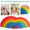 11 pieces of semi-circular stacking toy game rainbow stacking wooden building block set children's building building block set preschool wooden blocks boys and girls colorful learning educational toys view 4
