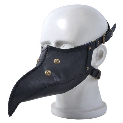 Plague Doctor Mask Leather, Black Long Nose Bird Beak Mask Steampunk Halloween Gothic Costume Props for Halloween Cosplay Party Masquerade Costume Props