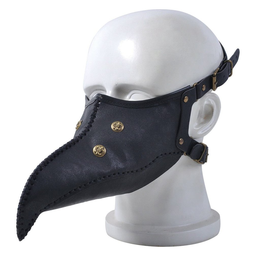 Plague Doctor Mask Leather, Black Long Nose Bird Beak Mask Steampunk Halloween Gothic Costume Props for Halloween Cosplay Party Masquerade Costume Props