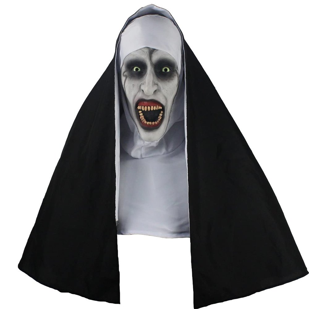 XYHJK Halloween Horror Nun Mask-Halloween Latex Headwear Costume Party Role-Playing Props-Suitable for All Kinds of People (Color : White)
