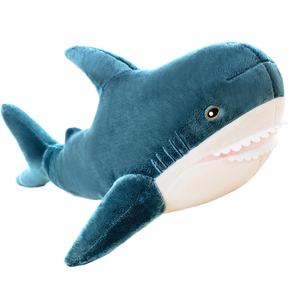 Kekeso Giant Shark Plush Pillow Soft Toy Stuffed Blue Shark Animal Pillow Comfortable Sleeping Pillow Back Cushion Doll Gift for Kids (Blue, 80cm/31.49inch)