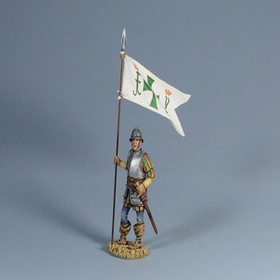 Team Miniatures Conquest of The Americas CLB6003 Conquistador with Spanish Banner 1:30 Scale Pewter