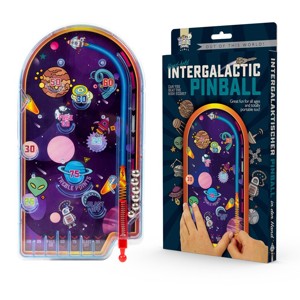 Funtime Gifts Handheld Intergalactic Space Theme Pinball Adults Children Fun Game 3+ Gift,Multicolor,25cm Tall x 13.5cm Wide