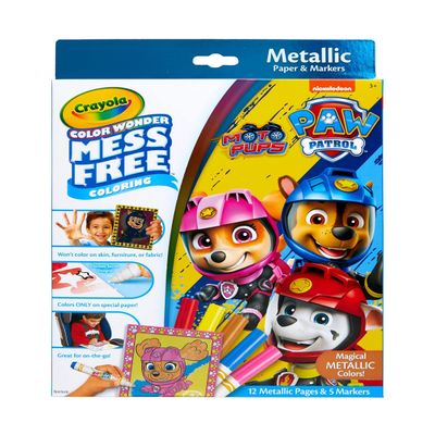 Crayola Paw Patrol Color Wonder Metallic Mess Free Coloring Set, Gift for Kids, 3, 4, 5, 6