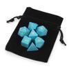 Turquoise Color Stone Polyhedral Wiz Dice with Velvet Bag - Set of 7 Handmade Dice! view 3