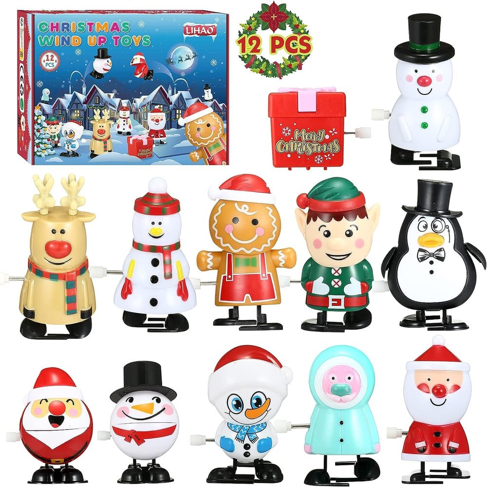 LIHAO 12PCS Christmas Wind Up Toys for Kids Party Favors, Christmas Stocking Stuffers Gifts for Grandkids