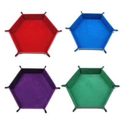 4 Pieces Rolling Holder Folding Leather Trays Box for Games Like RPGTable Games
