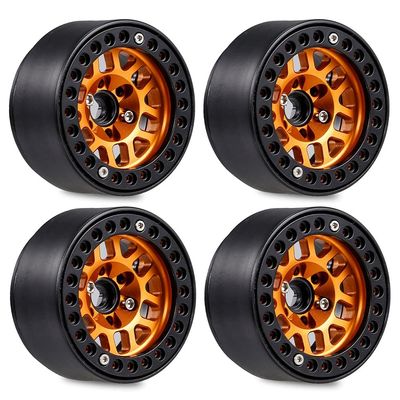 4PCS 1.9 Metal Beadlock Hub Rim for 1/10 RC Crawler Axial SCX10 90046 AXI03007 TRX4 RedCat D90,Orange
