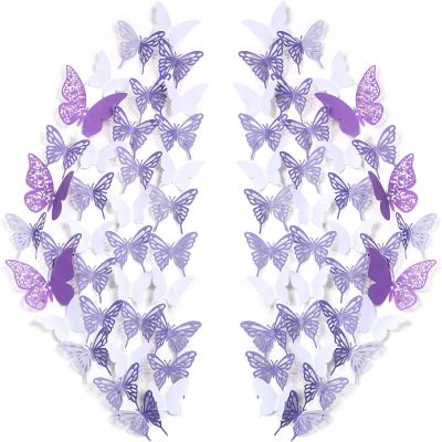 120 Pcs 3D Butterfly Wall Decor Mural Stickers Decals 3 Styles Butterfly Wall Decoration Decals for Baby Room Home Wedding Party DIY Decor(Multicolor)