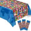 3 Pieces International Flag Tablecover World Flag Party Tablecloth Decorations Disposable Plastic Table Cover Birthday Party Decor Supplies Favors Outdoor Indoor view 1