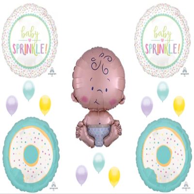 14 pc Baby Sprinkle Donuts shower party balloons Decoration Supplies confetti