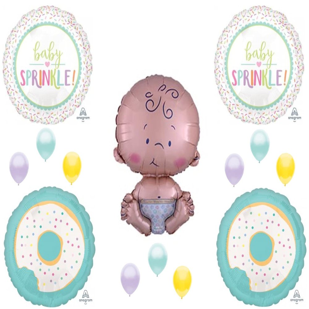 14 pc Baby Sprinkle Donuts shower party balloons Decoration Supplies confetti