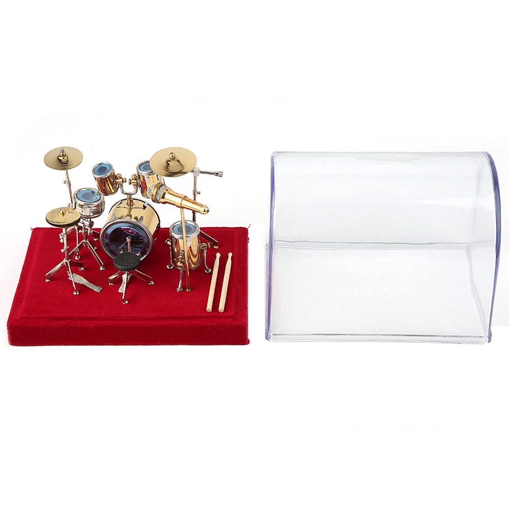 Metal Drum Set Model, Miniature Drum Set Ornament Vintage Craft Copper Instrument Drum Model Display for Kids(S)