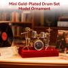 Metal Drum Set Model, Miniature Drum Set Ornament Vintage Craft Copper Instrument Drum Model Display for Kids(S) view 4