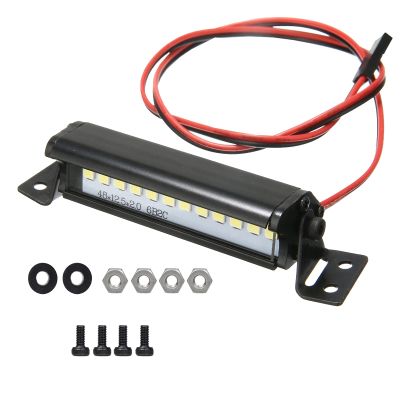 AMOGOT RC Bright Light Bar RC 12LED Light Bar Metal Roof Spotlight Dome Lamp Kit for TRX4 SCX10 90046 SCX24 90081 D90 KM2 Slash Crawler Truck