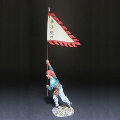 Team Miniatures Chinese Boxer Rebellion PGBX6008 Chinese Boxer Charging with Banner 1:30 Scale Pewter
