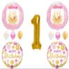 Ballerina Tutu First 1st Birthday balloons Decoration Pink Gold Polka Dots view 1