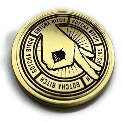 Gotcha You Looked Circle Punch Game Brass Coin - Laser Engraved
