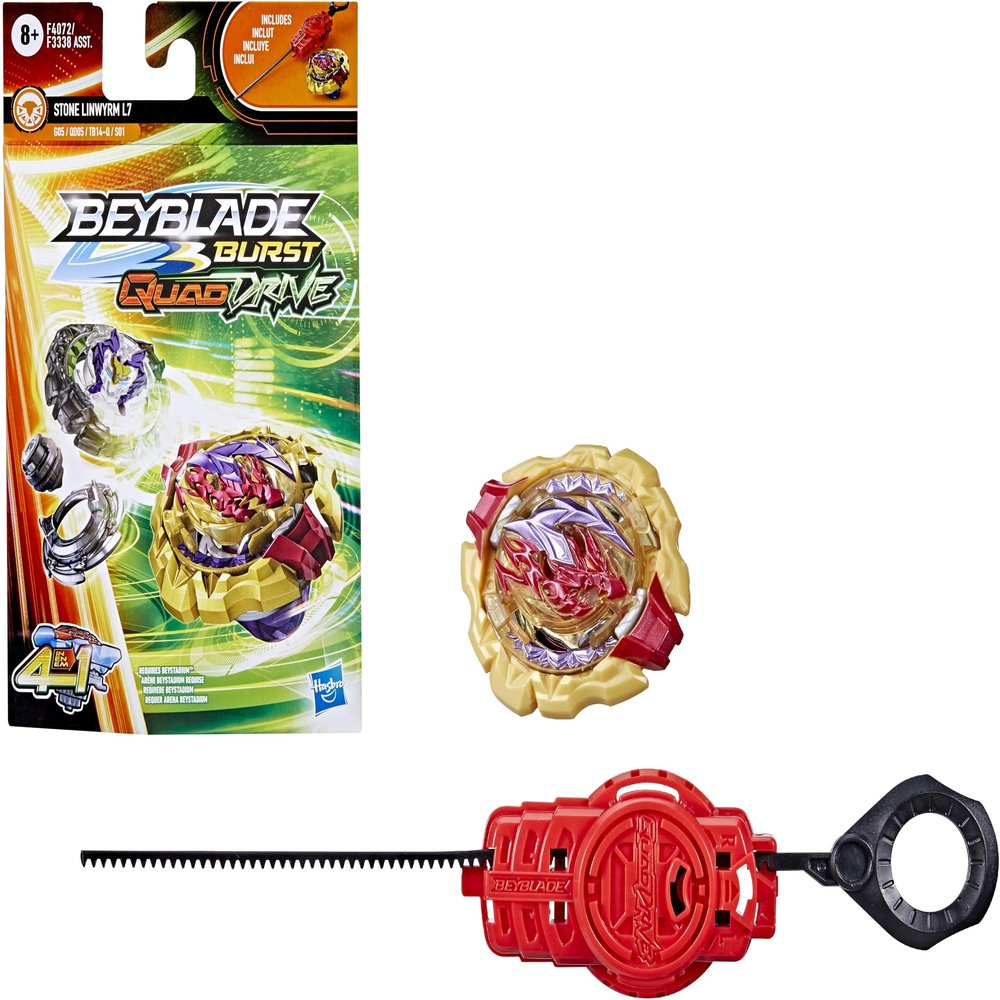 Beyblade Burst QuadDrive Stone Linwyrm L7 Spinning Top Starter Pack - Stamina/Balance Type Battling Game with Launcher, Toy for Kids