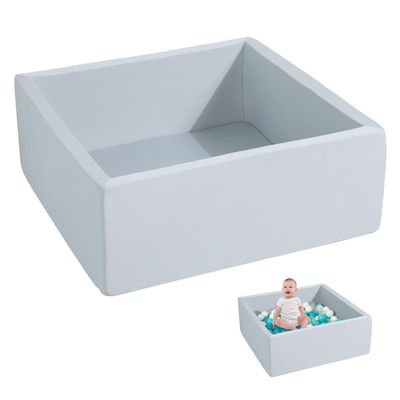 ENMOGO Foam Ball Pit for Toddlers Kids Square Soft Ball Pool Ideal Gift Play Toy for Children Kiddie Pools - Light Gray