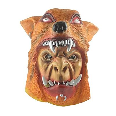 XYHJK Halloween Human Face Wolf Head Mask, Simulation Animal Costumes, Carnival Role-Playing Party Supplies, for Friends (Color : Yellow)