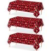 3 Pieces Red and Black Buffalo Plaid Merry Christmas Party Tablecloth Decorations,Plastic White Snowflake Buffalo Plaid Sign Table Cover for Winter Christmas Holiday Party Supplies,54x108 inch view 1